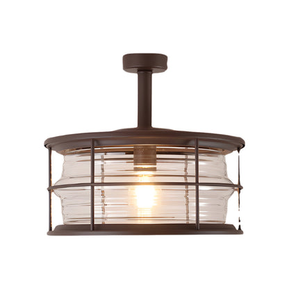 Balcony Coastal Semi Flush Mount Ceiling Light Wrought Iron Ceiling Lighting