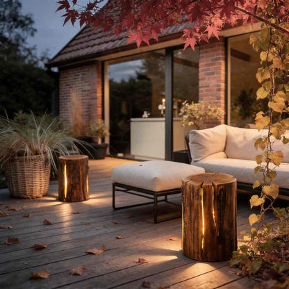 Tree Stump Lamp Resin Outdoor Vintage LED Decorative Garden Light