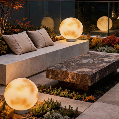 Moon-Shaped Stone Pillar Light – Solar & Hardwired Outdoor LED Decorative Post Cap Light