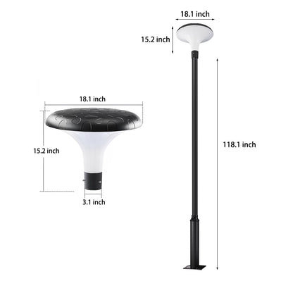 UFO Solar Street Light Waterproof Solar Powered Black LED Pole Lamp