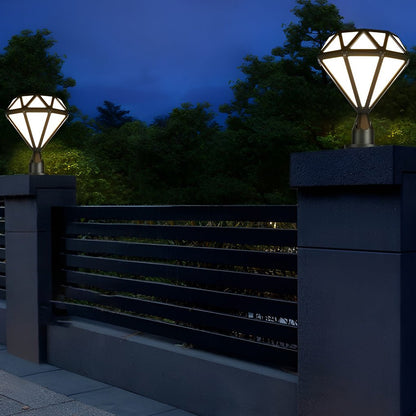 Modern Outdoor Pillar Lights Diamond-Shaped LED Waterproof Light
