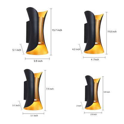 Up Down Wall Lights Modern Curved LED – Outdoor Waterproof Architectural Sconce with Motion Sensor Option