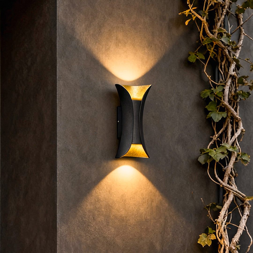 Up Down Wall Lights Modern Curved LED – Outdoor Waterproof Architectural Sconce with Motion Sensor Option