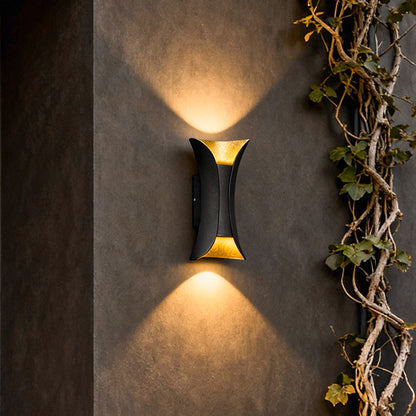 Up Down Wall Lights Modern Curved LED – Outdoor Waterproof Architectural Sconce with Motion Sensor Option