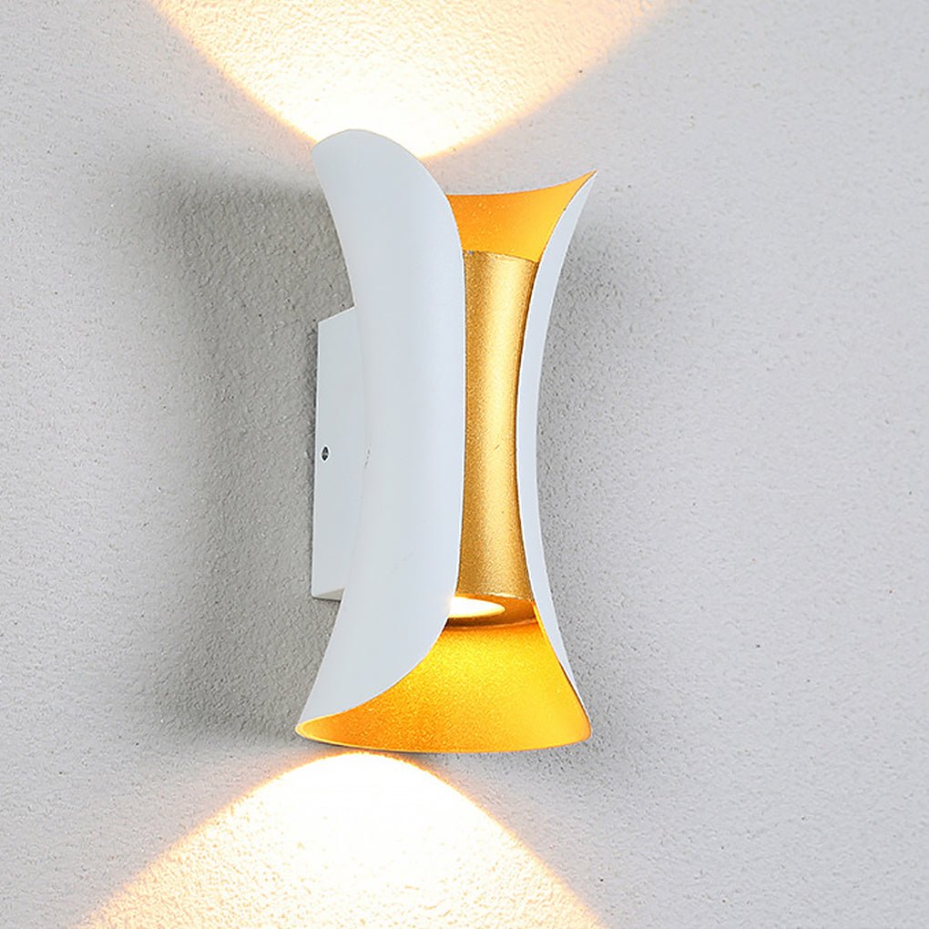 Up Down Wall Lights Modern Curved LED – Outdoor Waterproof Architectural Sconce with Motion Sensor Option