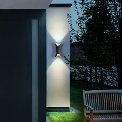 Up Down Wall Lights Modern Curved LED – Outdoor Waterproof Architectural Sconce with Motion Sensor Option