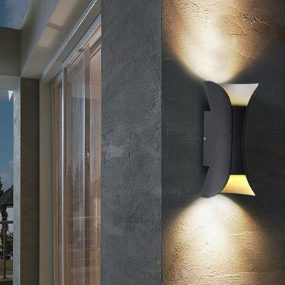 Up Down Wall Lights Modern Curved LED – Outdoor Waterproof Architectural Sconce with Motion Sensor Option