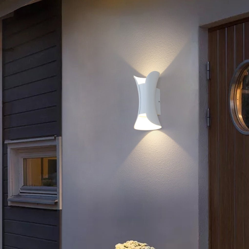 Up Down Wall Lights Modern Curved LED – Outdoor Waterproof Architectural Sconce with Motion Sensor Option