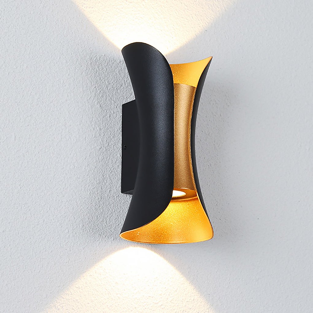 Up Down Wall Lights Modern Curved LED – Outdoor Waterproof Architectural Sconce with Motion Sensor Option
