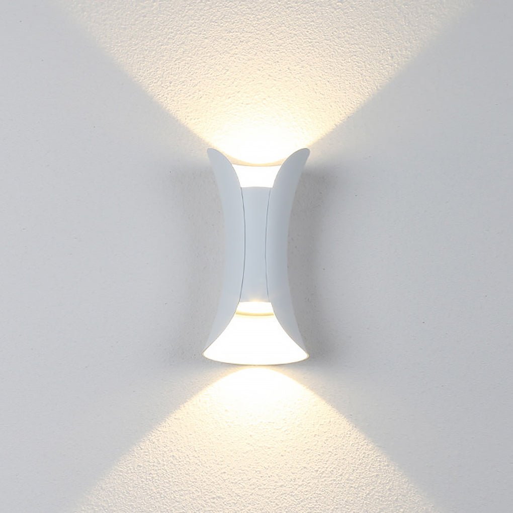 Up Down Wall Lights Modern Curved LED – Outdoor Waterproof Architectural Sconce with Motion Sensor Option