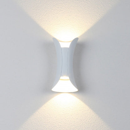 Up Down Wall Lights Modern Curved LED – Outdoor Waterproof Architectural Sconce with Motion Sensor Option