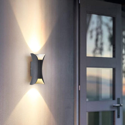Up Down Wall Lights Modern Curved LED – Outdoor Waterproof Architectural Sconce with Motion Sensor Option