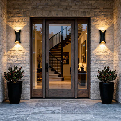 Up Down Wall Lights Modern Curved LED – Outdoor Waterproof Architectural Sconce with Motion Sensor Option