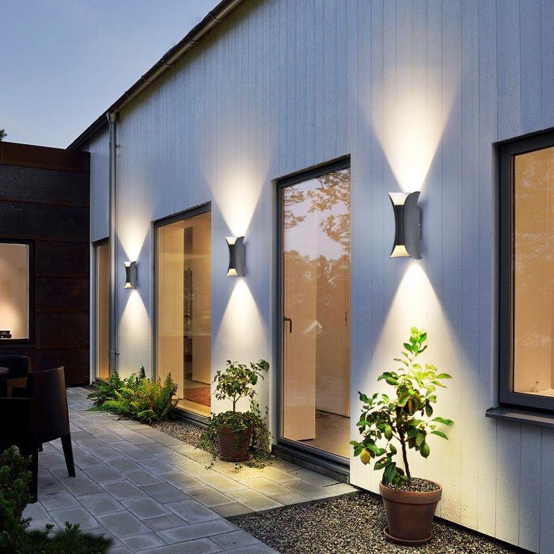 Up Down Wall Lights Modern Curved LED – Outdoor Waterproof Architectural Sconce with Motion Sensor Option