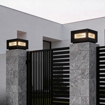 Square Pillar Lights Modern Creative Cube LED Solar Fence Post Light