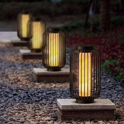 Lantern Metal Outdoor Modern Brown Waterproof Cage Lamp