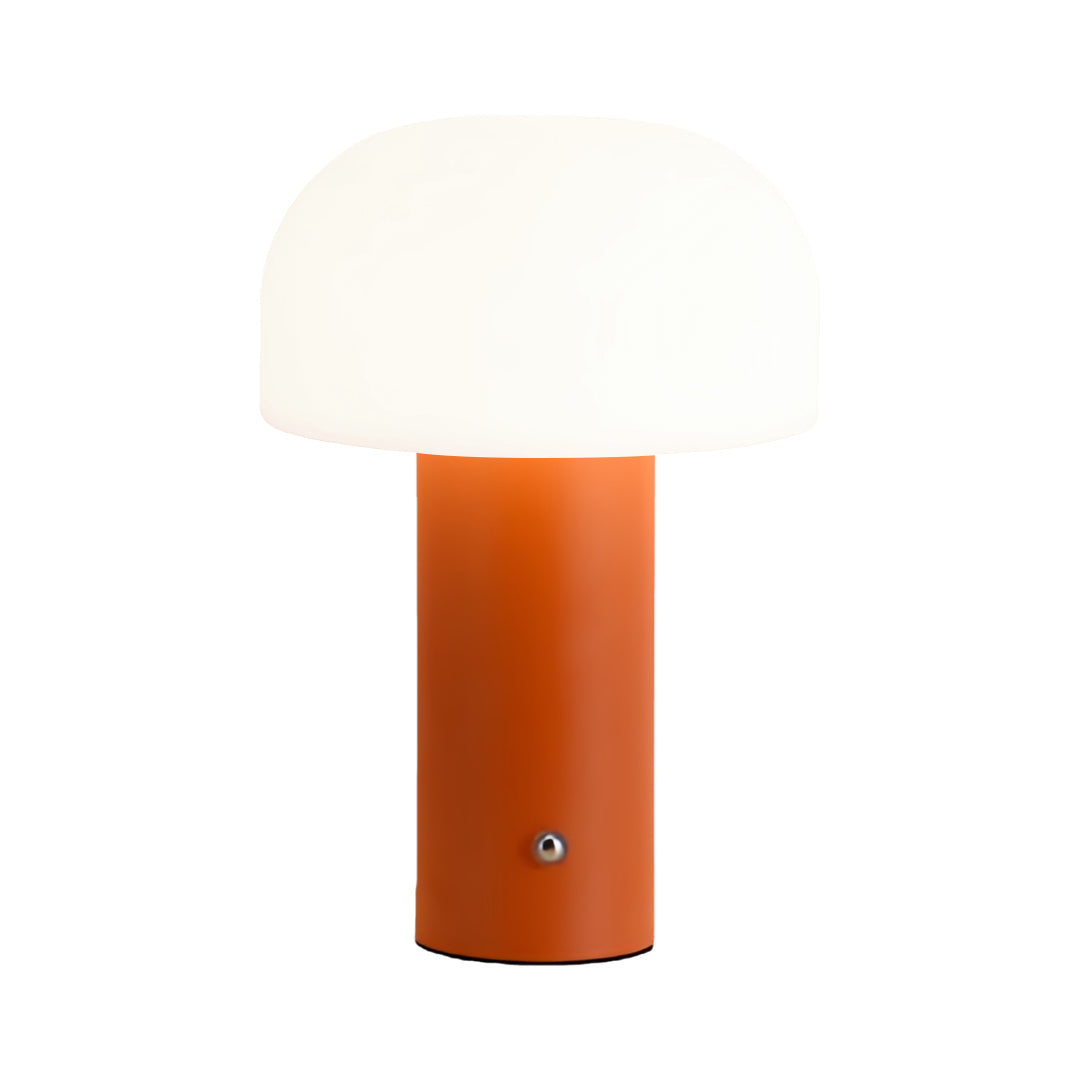 Nordic Mushroom-Shade Iron Table Lamp – Dimmable Rechargeable LED Novelty Accent Light for Bedroom & Living Room