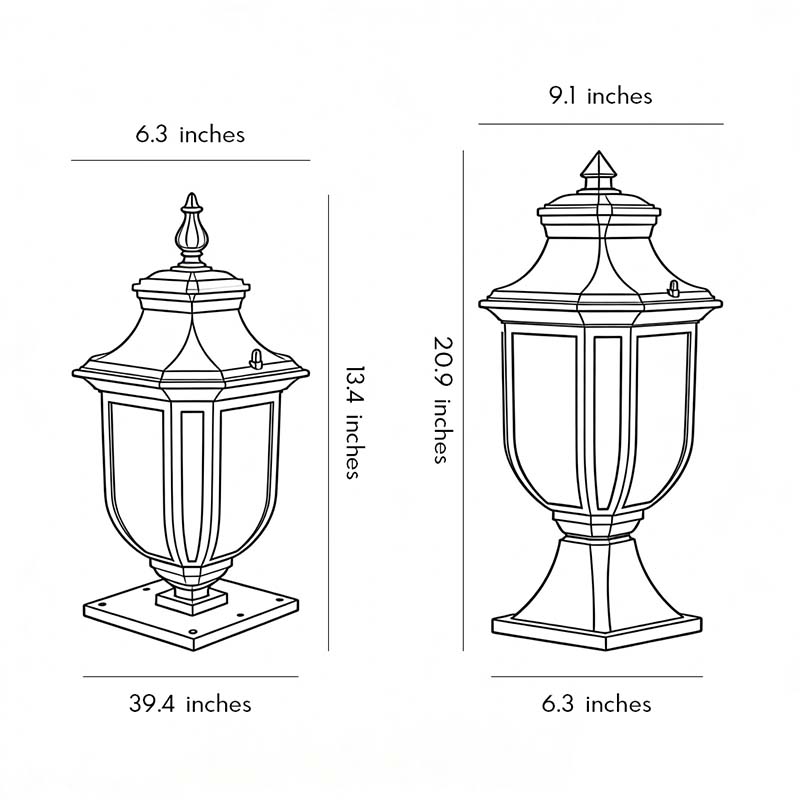 Retro Minimalist Waterproof Aluminum European-style Pillar Lamp Post Lights