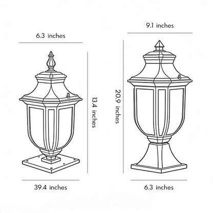 Retro Minimalist Waterproof Aluminum European-style Pillar Lamp Post Lights