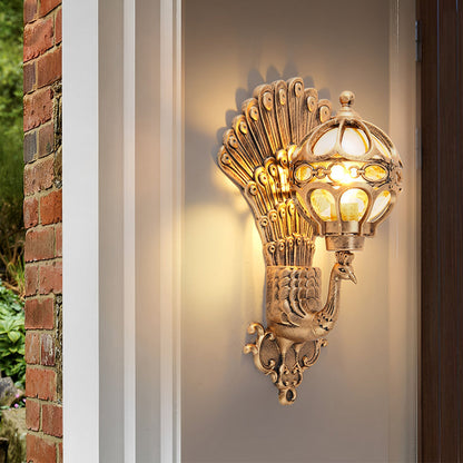 Peacock Wall Light Waterproof Retro European – Die-Cast Aluminum Outdoor Sconce for Garden & Entryway