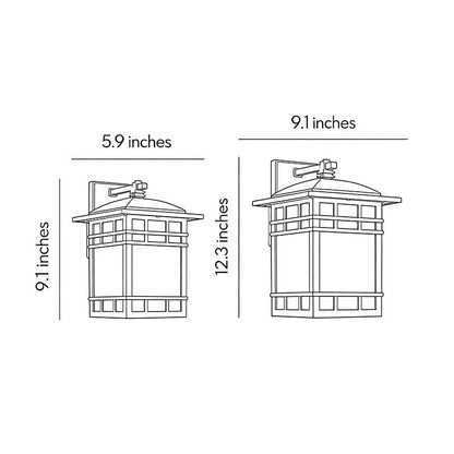 Vintage Wall Lantern Square Waterproof Glass Shade Outdoor Light