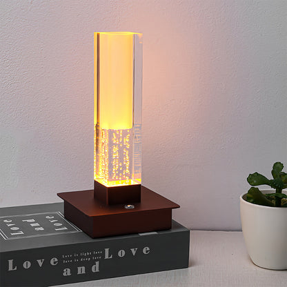 Cordless Square Table Lamp with Bubble Modern Design, Dimmable LED Nightstand Light