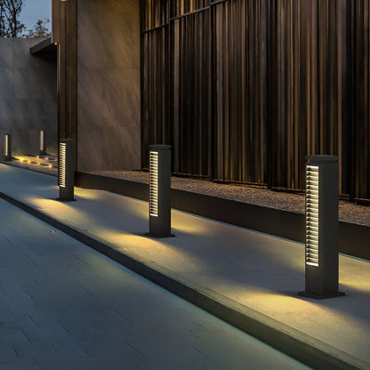 Black Bollard Light Streamlined Stainless Steel LED Louvered Light