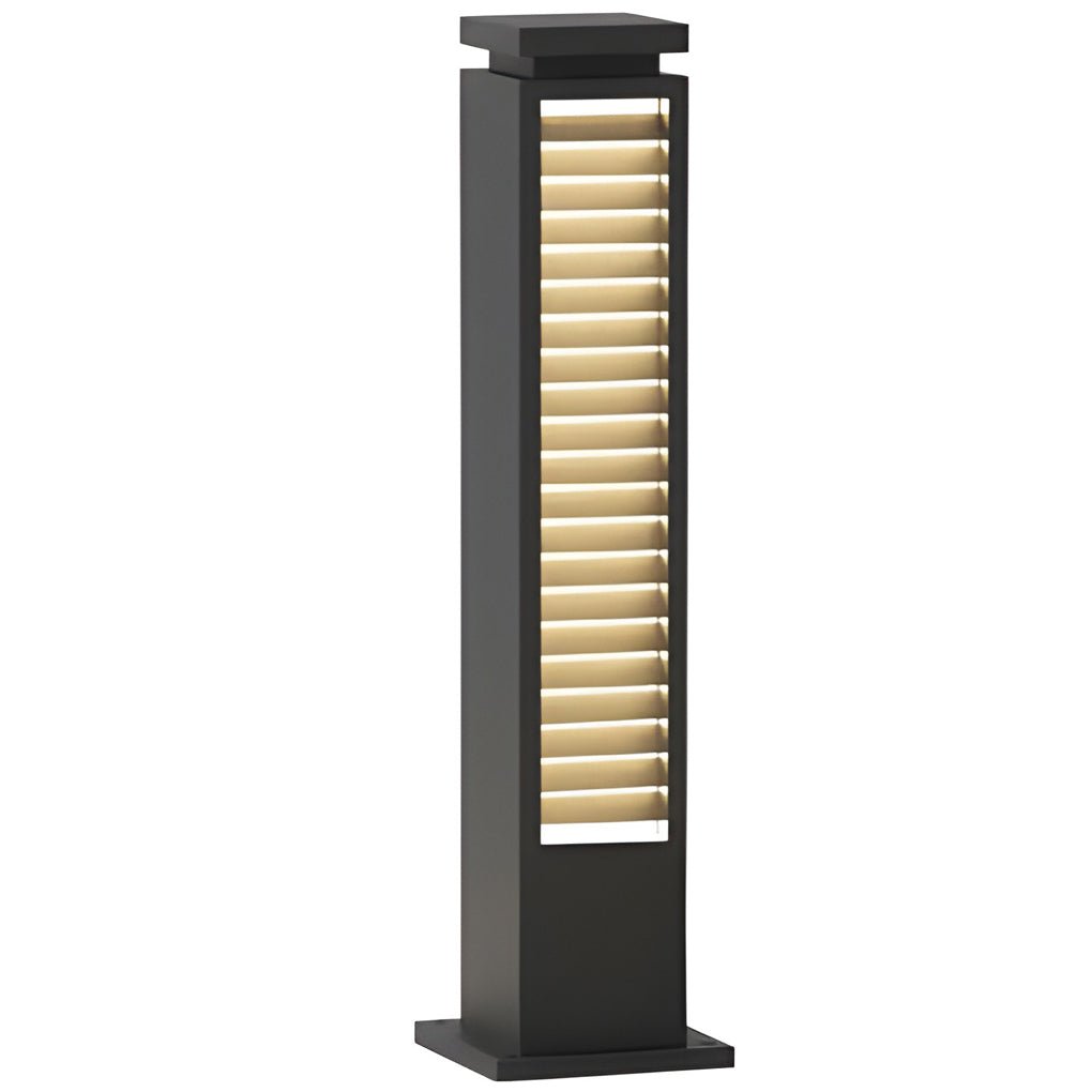 Black Bollard Light Streamlined Stainless Steel LED Louvered Light