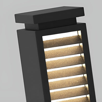 Black Bollard Light Streamlined Stainless Steel LED Louvered Light