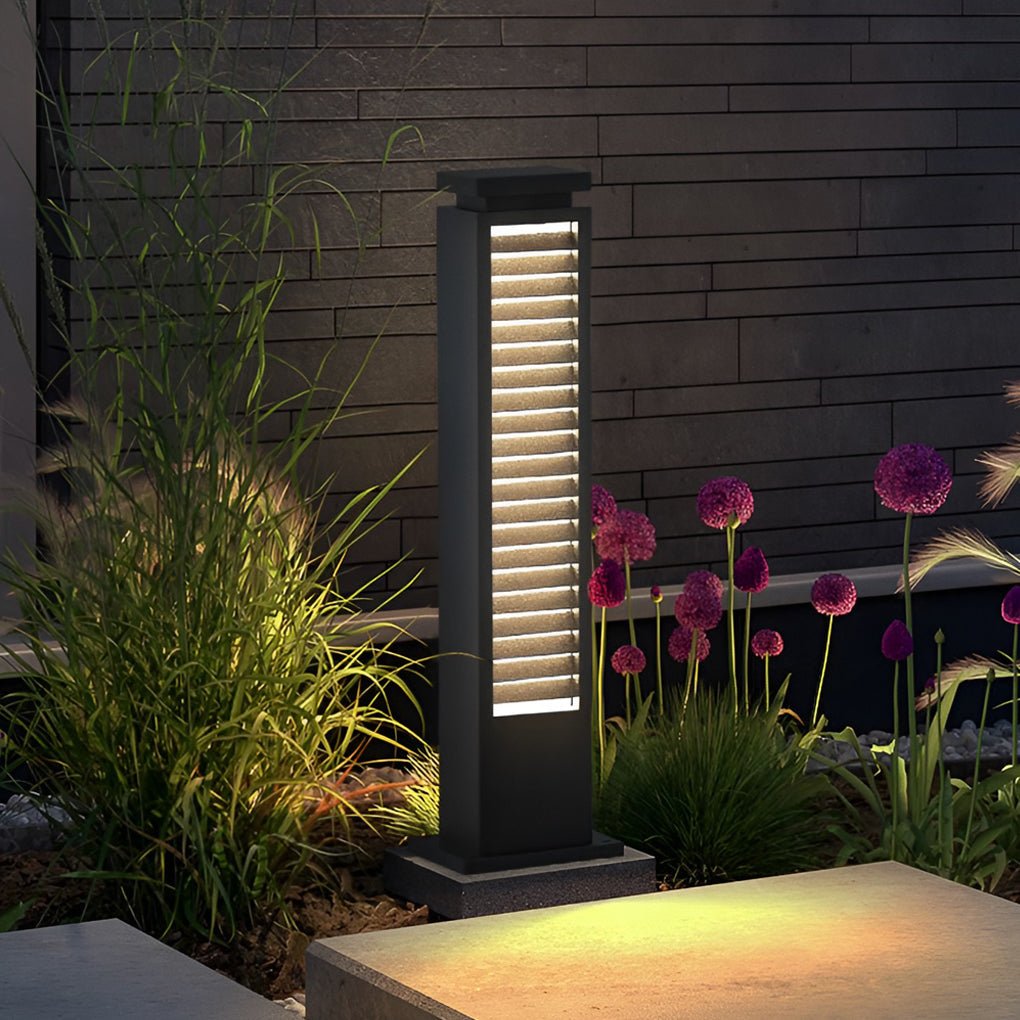 Black Bollard Light Streamlined Stainless Steel LED Louvered Light