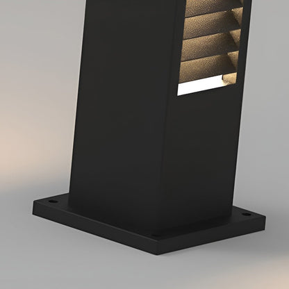 Black Bollard Light Streamlined Stainless Steel LED Louvered Light