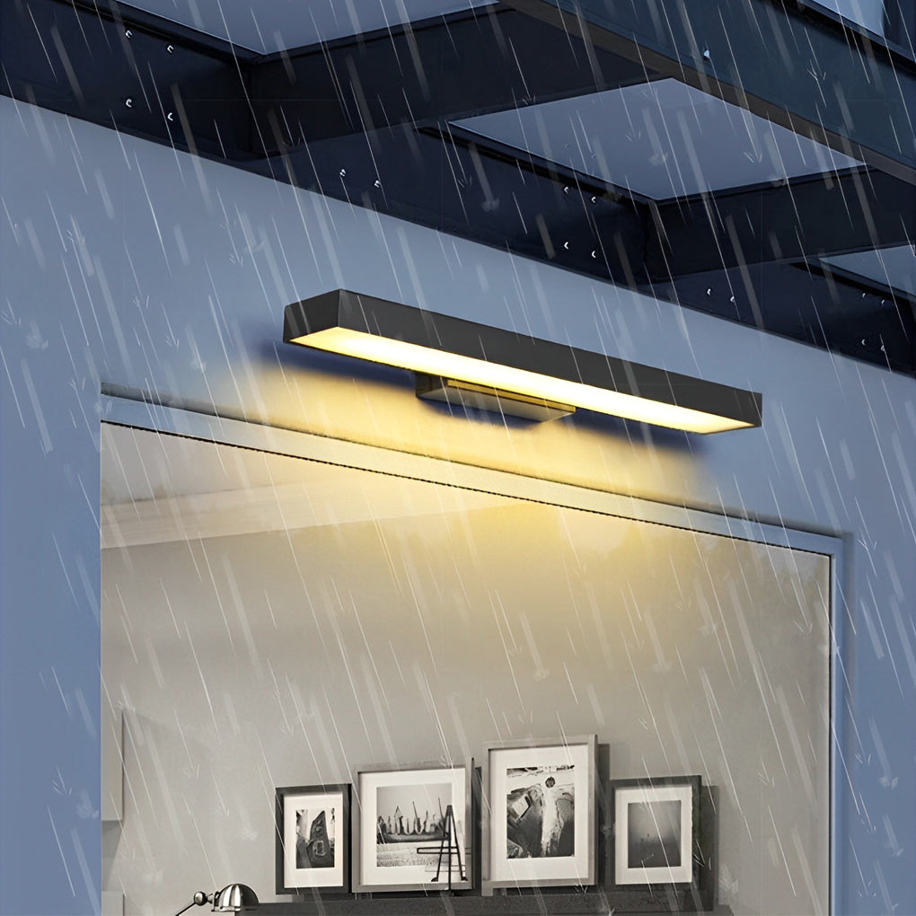 LED Linear Wall Light Outdoor Black Rectangular – IP65 Motion Sensor Sconce for Modern Exterior