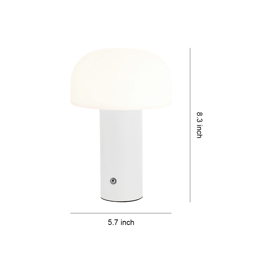 Nordic Mushroom-Shade Iron Table Lamp – Dimmable Rechargeable LED Novelty Accent Light for Bedroom & Living Room
