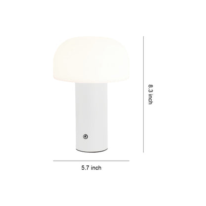 Nordic Mushroom-Shade Iron Table Lamp – Dimmable Rechargeable LED Novelty Accent Light for Bedroom & Living Room