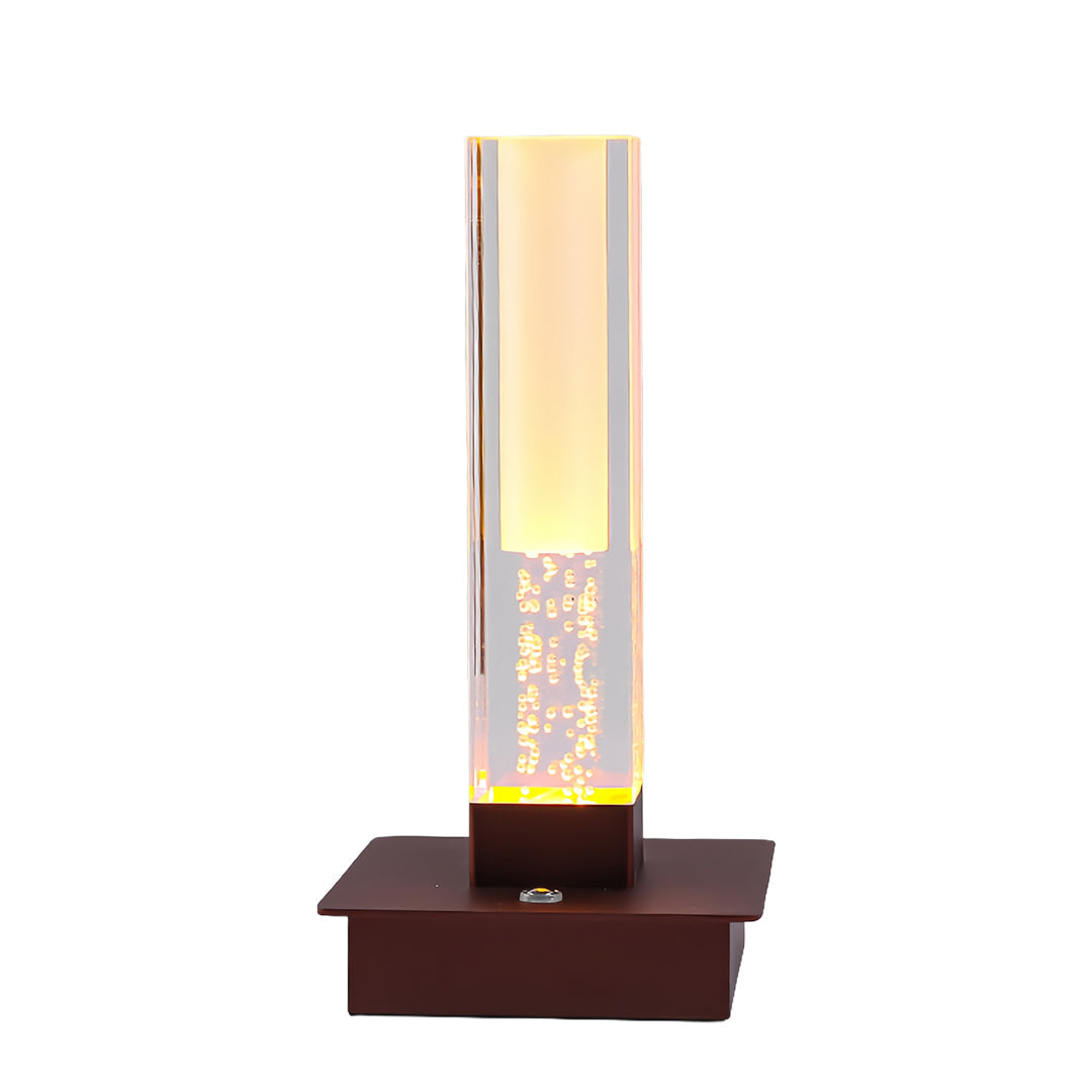 Cordless Square Table Lamp with Bubble Modern Design, Dimmable LED Nightstand Light
