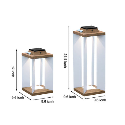 Solar Wooden White Outdoor Lantern Modern Outdoor Multi-Purpose Lights